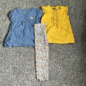 3 piece simple joys by Carter’s Toddler girl set 3T: 2 tops matching leggings
